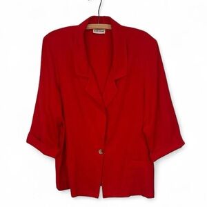 Vintage Red Lightweight 3/4 Sleeve Blazer - Size XL (see measurements)